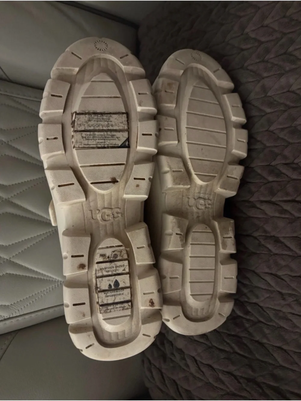 UGG Kids Silver and Cream Waterproof Winter Boots